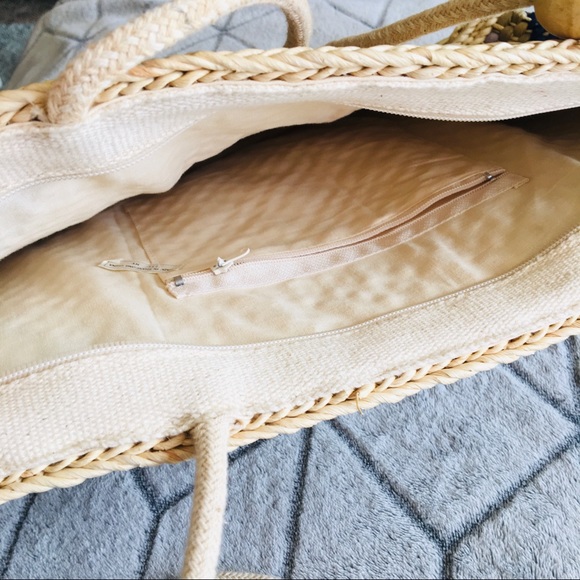 Pink Boho Straw Beach Tote main image 0